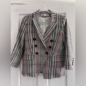 Veronica Beard blazer, colorful with black buttons, 3/4 sleeves